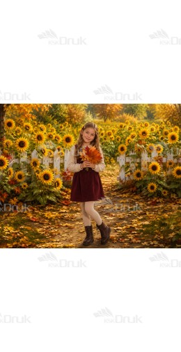 Tło fotograficzne „Jesienna Ścieżka wśród Słoneczników” | J_342